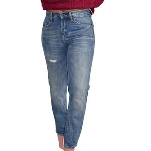 Blank NYC Jeans High Waist Blue Cotton Distressed Frayed Rigid Tapered Size 26